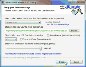 universal usb installer creating the persistent file stuck