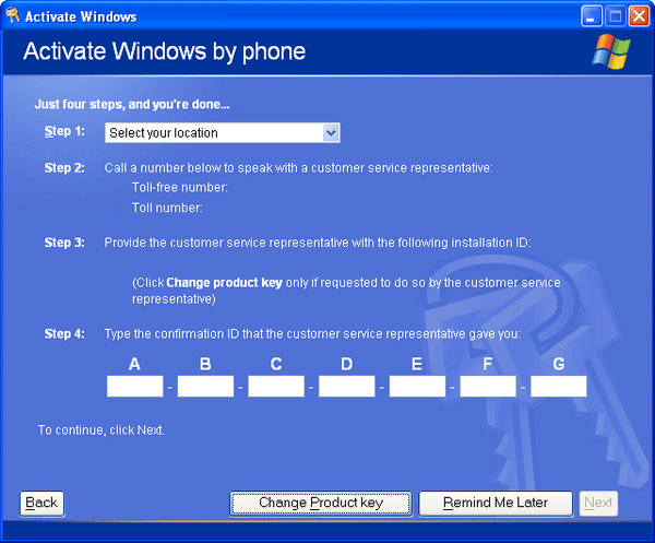 how to disable windows xp activation key