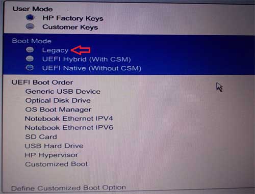 hp probook boot from usb