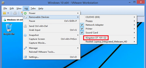 usb not recognized on vmware player 14