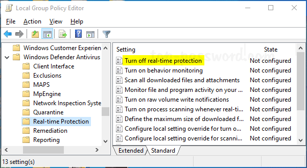 windows defender real time protection greyed out