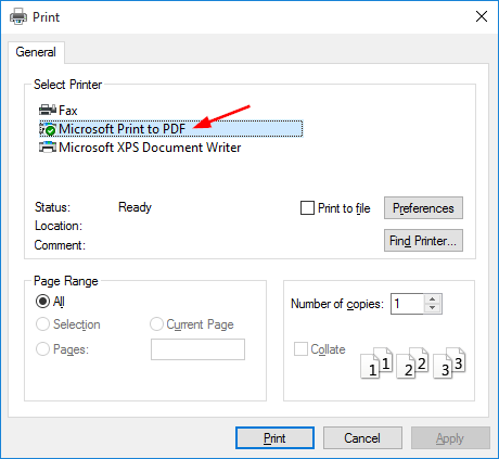 windows 10 print to pdf not working