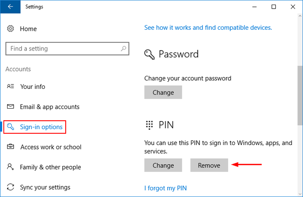 windows 10 pin not working after update