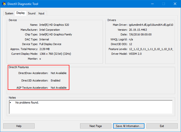 directdraw acceleration not available windows 10