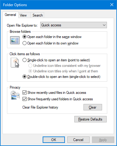 folder options windows xp