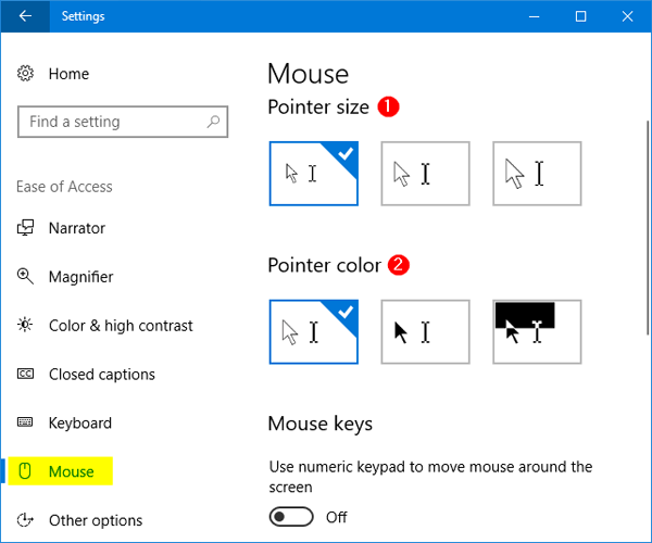 mouse cursor color change in alias