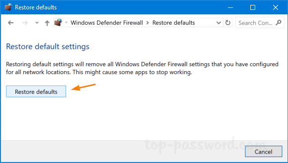 windows 10 restore default settings