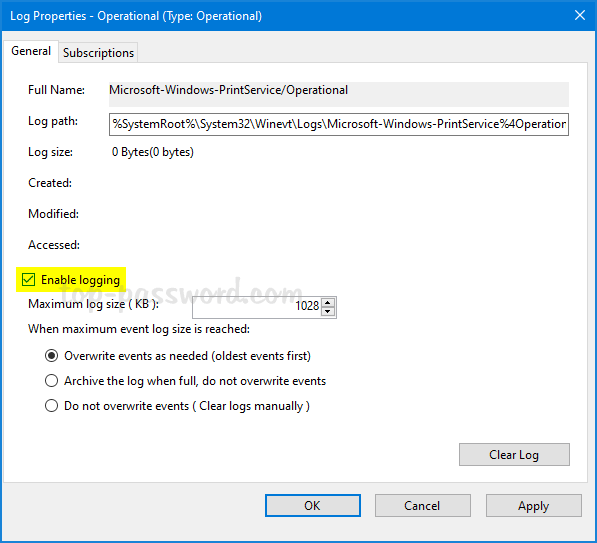 to Print Logging in Windows Windows Server 2012 | Password Recovery