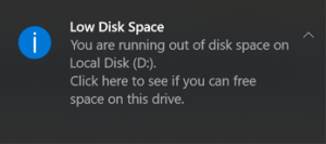 windows 10 disable low disk space warning