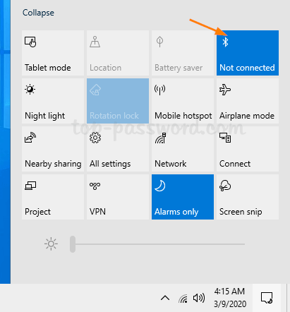 option to turn bluetooth on or off is missing windows 10