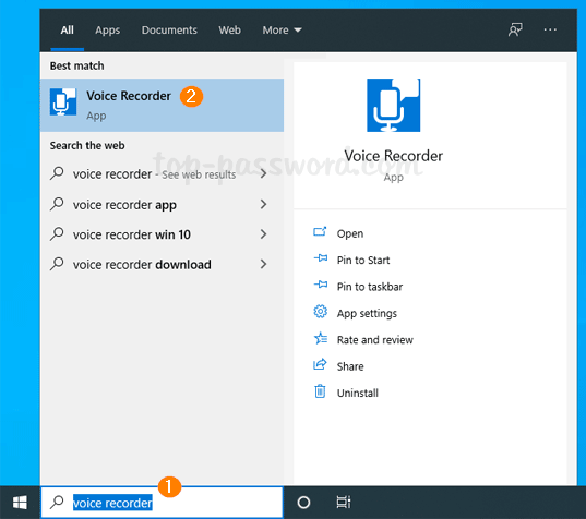Geld rubber Spuug uit Belichamen How to access and use Voice Recorder app in Windows 10 | Password Recovery